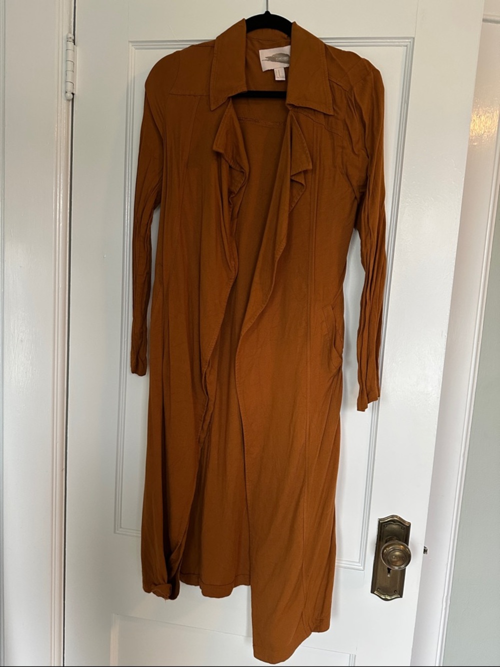 Forever 21 Rust Long Sleeve Longline Duster
